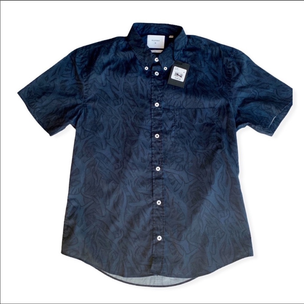 Billy Reid Short Sleeve Navy Button Down